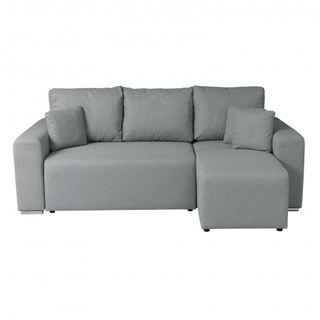 Coltar/Canapea BEGA B extensibil, cu arcuri si lada depozitare, colt interschimbabil, gri deschis, 240x153x80 cm