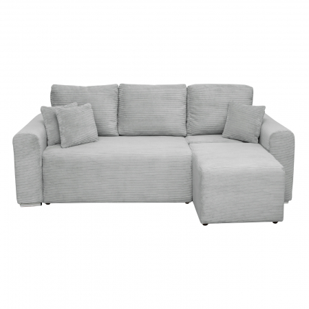 Coltar/Canapea BEGA extensibil, cu arcuri si lada depozitare, colt interschimbabil, gri deschis, 240x153x80 cm