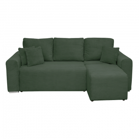 Coltar/Canapea BEGA extensibil, cu arcuri si lada depozitare, colt interschimbabil, verde smarald, 240x153x80 cm