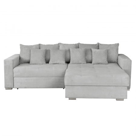 Coltar FELIX extensibil, cu arcuri si lada depozitare, colt interschimbabil, gri deschis, 266x165x90 cm