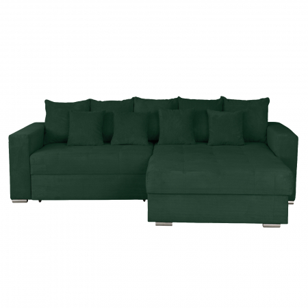 Coltar FELIX extensibil, cu arcuri si lada depozitare, colt interschimbabil, verde, 266x165x90 cm