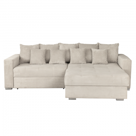 Coltar FELIX extensibil, cu arcuri si lada depozitare, colt interschimbabil, bej, 266x165x90 cm