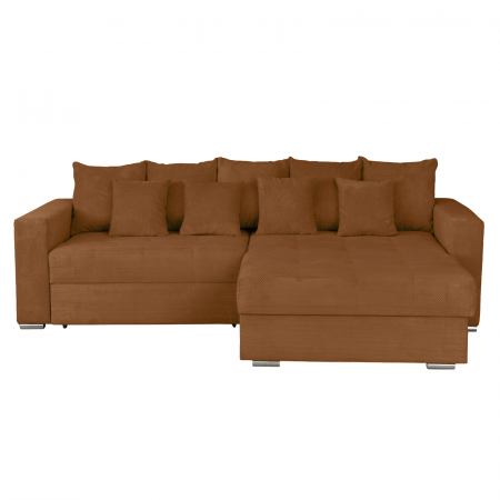 Coltar FELIX extensibil, cu arcuri si lada depozitare, colt interschimbabil, caramiziu, 266x165x90 cm