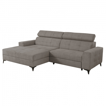 Coltar FLORIDA ONE L extensibil, cu arcuri si lada depozitare, colt stanga, cappuccino, 275x175x92 cm