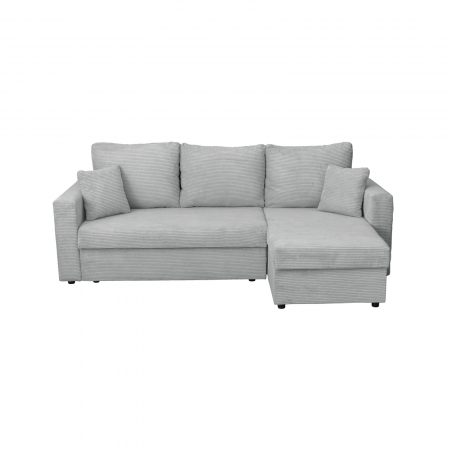 Coltar NICOLE LUX, cu lada depozitare, colt interschimbabil, gri deschis, 225x145x82 cm