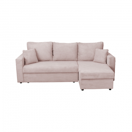 Coltar NICOLE LUX, cu lada depozitare, colt interschimbabil, roz pudra, 225x145x82 cm