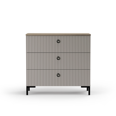 Comoda DOMINICA, 3 sertare, taupe + stejar silverjack, 85,5x41x81 cm