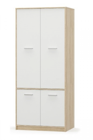 Dulap TIPS, 4 usi, stejar sonoma + alb, 83,4x55,3x195,5 cm