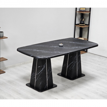 Masa RAMSIS, dreptunghiulara, marmura negru, 190x90x73 cm