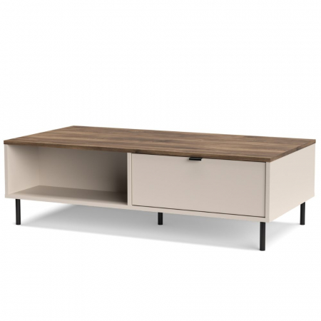 Masuta de cafea EVO, 2 sertare, casmir + stejar castello, 110x60x37 cm