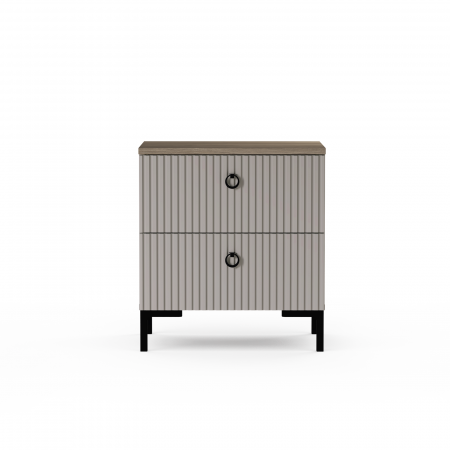 Noptiera DOMINICA, 2 sertare, taupe + stejar silverjack, 53,5x41x59 cm