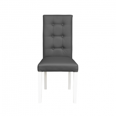 Scaun living TEO LUX, picioare lemn alb, piele ecologica gri, 46x60x98 cm