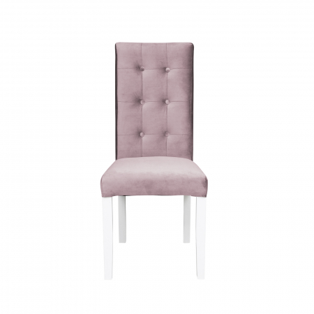 Scaun living TEO LUX, picioare lemn alb, stofa roz pudra, 46x60x98 cm