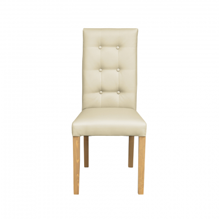 Scaun living TEO LUX, picioare lemn natur, piele ecologica crem, 46x60x98 cm