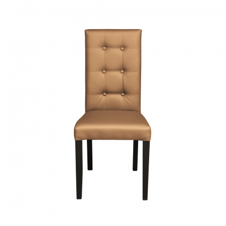 Scaun living TEO LUX, picioare lemn wenge, piele ecologica bej inchis, 46x60x98 cm