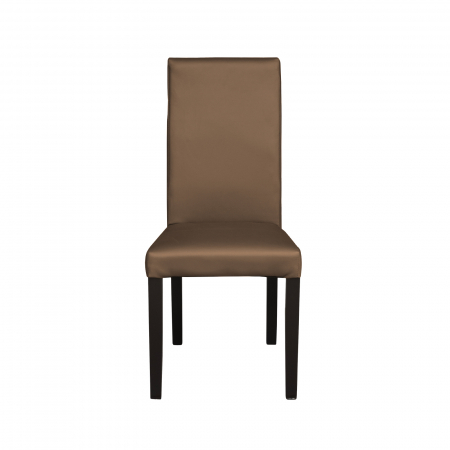 Scaun living TEO, picioare lemn wenge, piele ecologica cappuccino, 46x60x98 cm