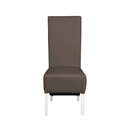 Scaun living VANESSA, picioare lemn alb, piele ecologica gri elefant, 47x60x110 cm