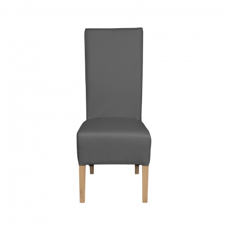 Scaun living VANESSA, picioare lemn natur, piele ecologica gri, 47x60x110 cm