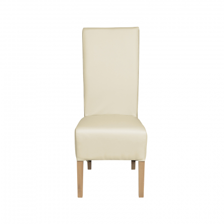 Scaun living VANESSA, picioare lemn natur, piele ecologica crem, 47x60x110 cm