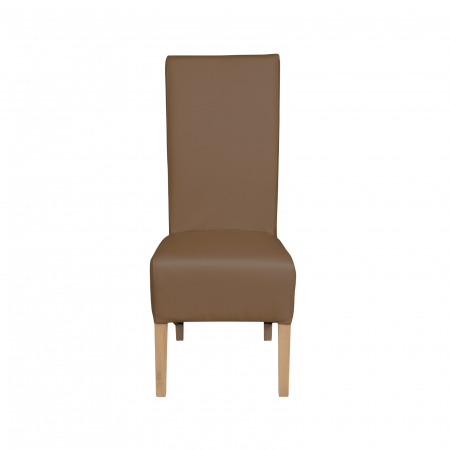 Scaun living VANESSA, picioare lemn natur, piele ecologica cappuccino, 47x60x110 cm