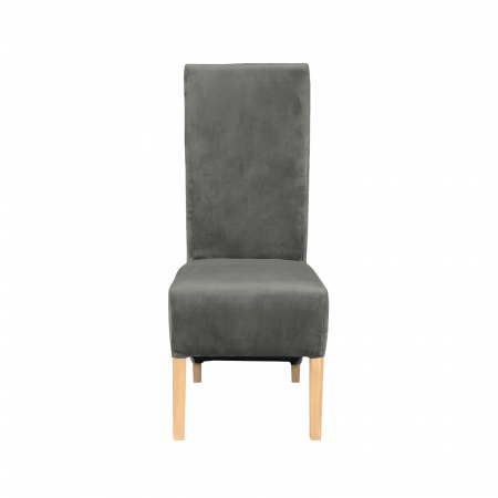 Scaun living VANESSA, picioare lemn natur, stofa gri deschis, 47x60x110 cm