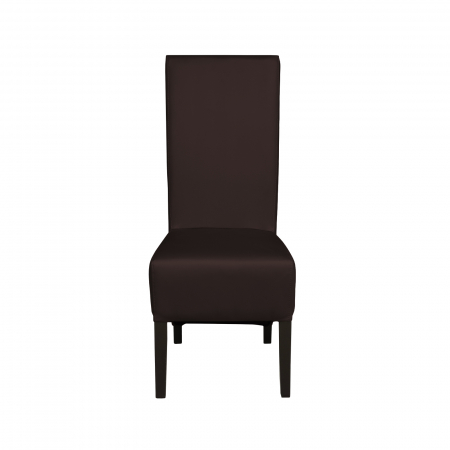 Scaun living VANESSA, picioare lemn wenge, piele ecologica maro inchis, 47x60x110 cm