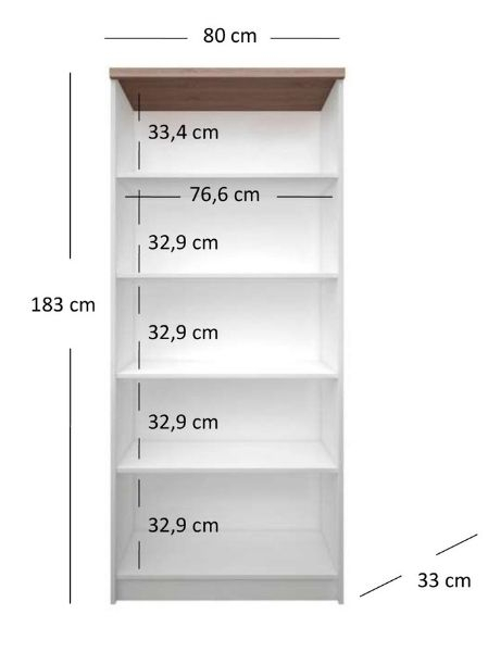 Colectia TOP MIX - Biblioteca deschisa TOP MIX, alb, 80x33x183 cm