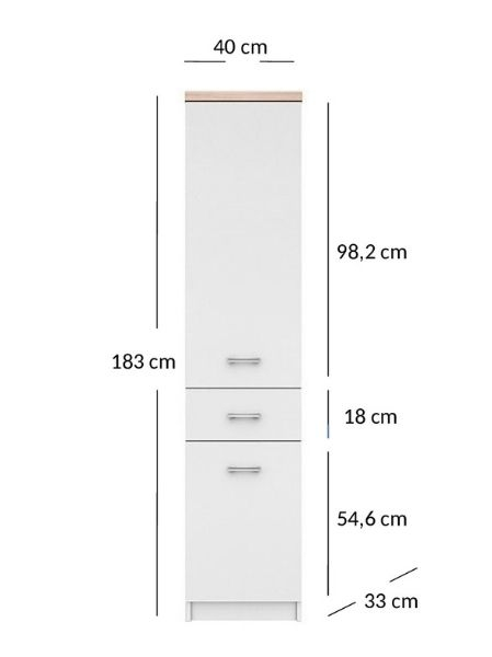 Colectia TOP MIX - Biblioteca TOP MIX, 2 usi, 1 sertar, alb, 40x33x183 cm