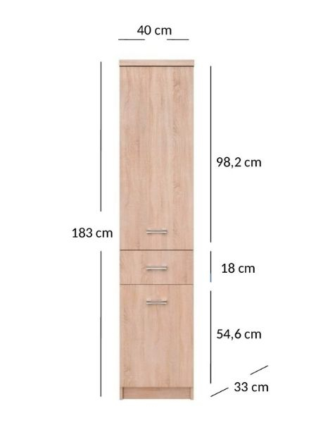Biblioteci - Biblioteca TOP MIX, 2 usi, 1 sertar, stejar sonoma, 40x33x183 cm