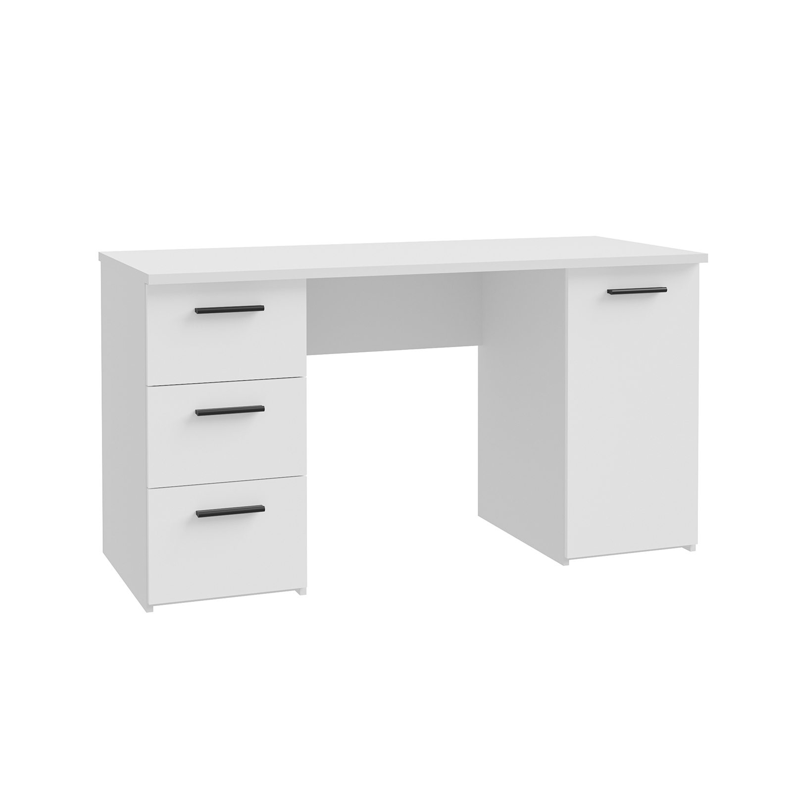 Mobila Birou - Birou ANIS, cu usa si 3 sertare, alb, 138x60x75 cm