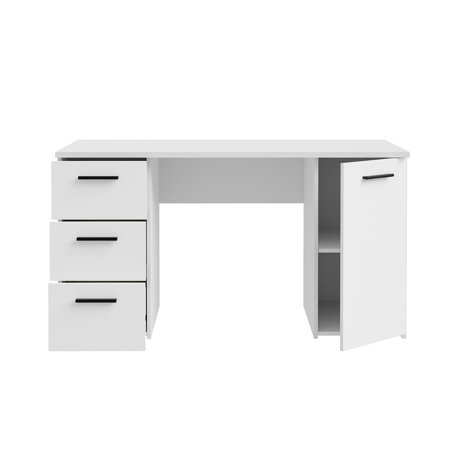 Mobila Birou - Birou ANIS, cu usa si 3 sertare, alb, 138x60x75 cm