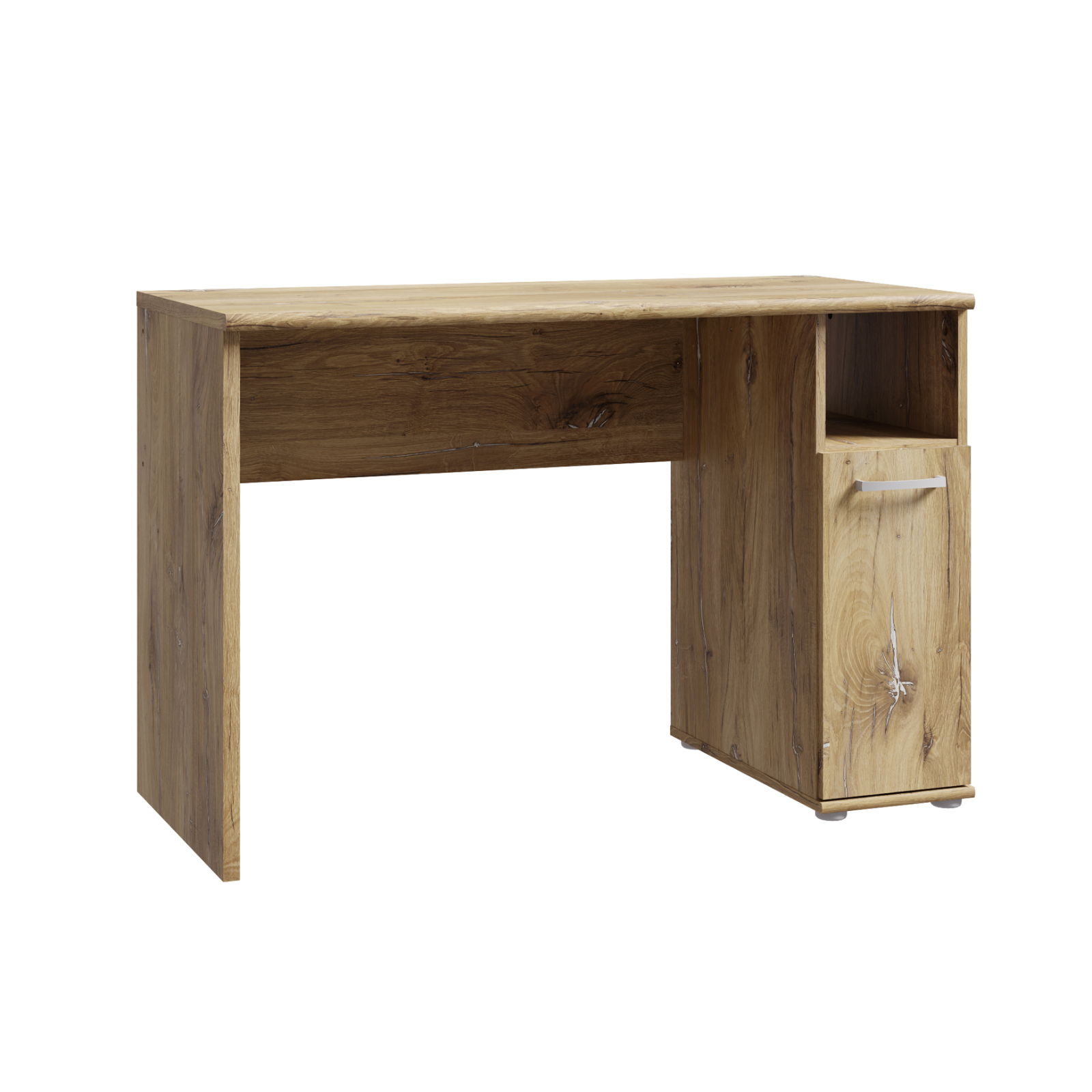 Mobila Birou - Birou NIKO PAN, cu usa si spatiu depozitare, stejar deschis Flagstaff, 110x51x73,5 cm