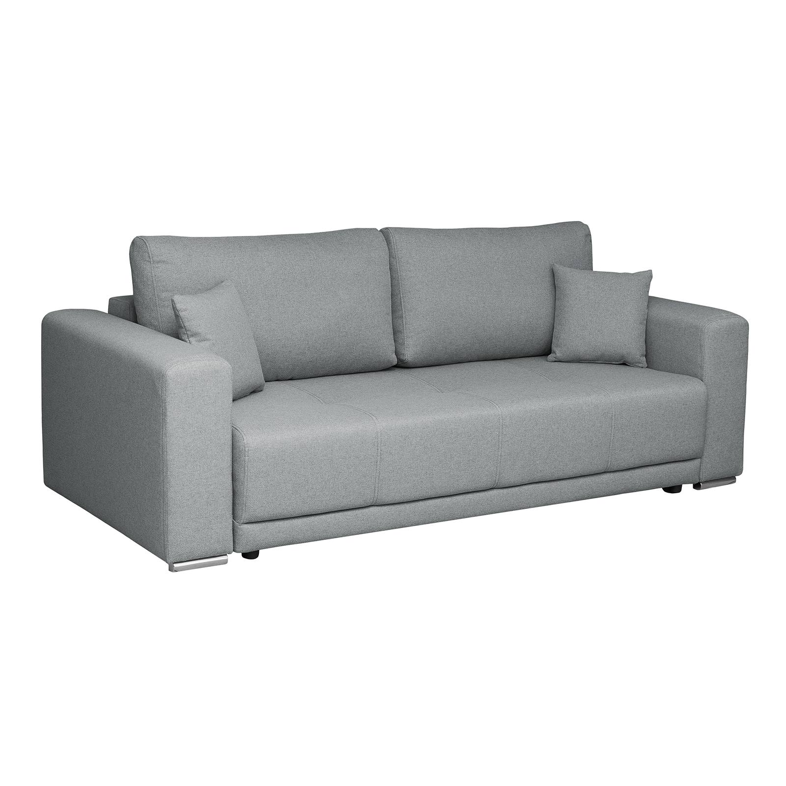 Produs în România - Canapea BERNA B extensibila, 3 locuri, cu arcuri si lada depozitare, gri deschis, 238x108x77 cm