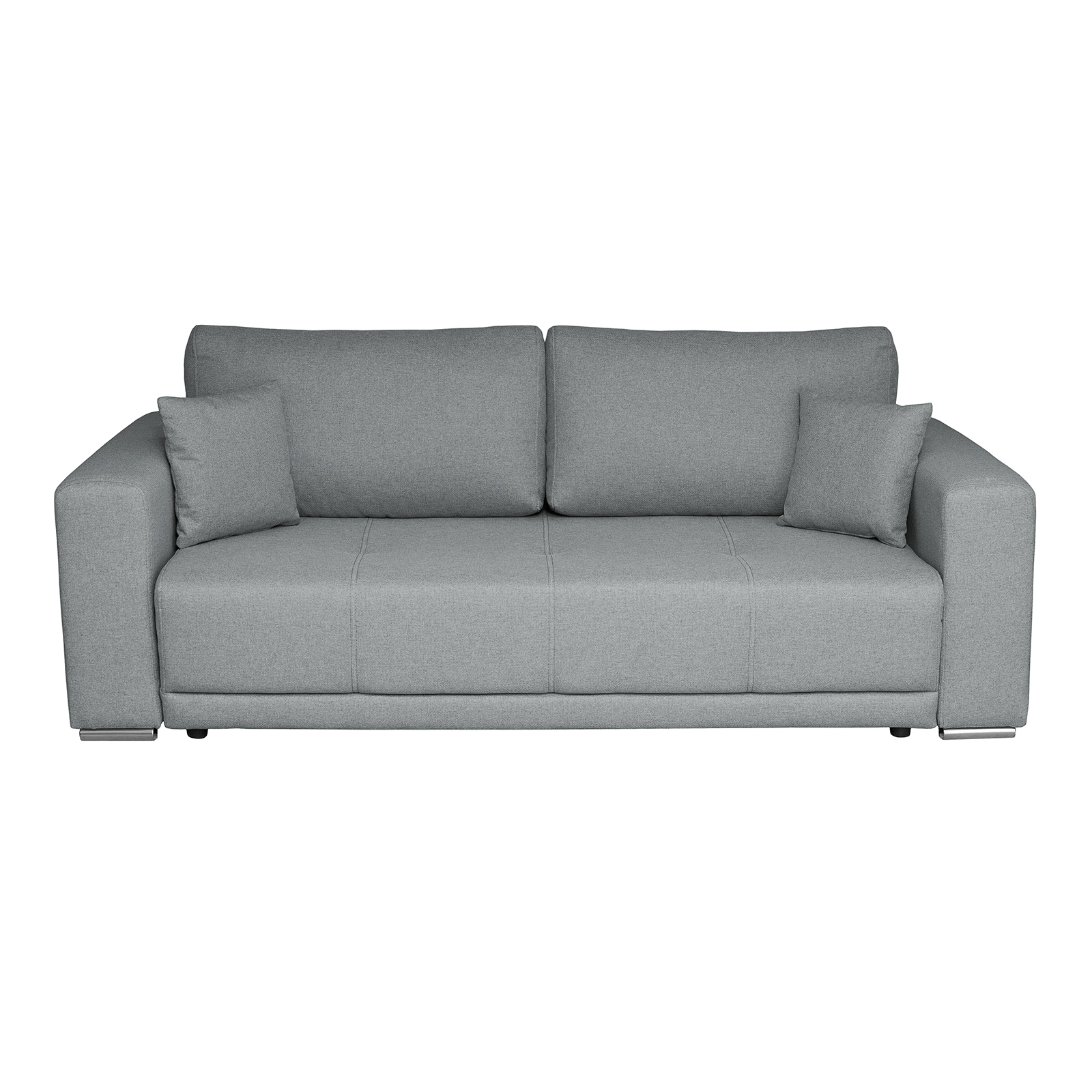 Produs în România - Canapea BERNA B extensibila, 3 locuri, cu arcuri si lada depozitare, gri deschis, 238x108x77 cm