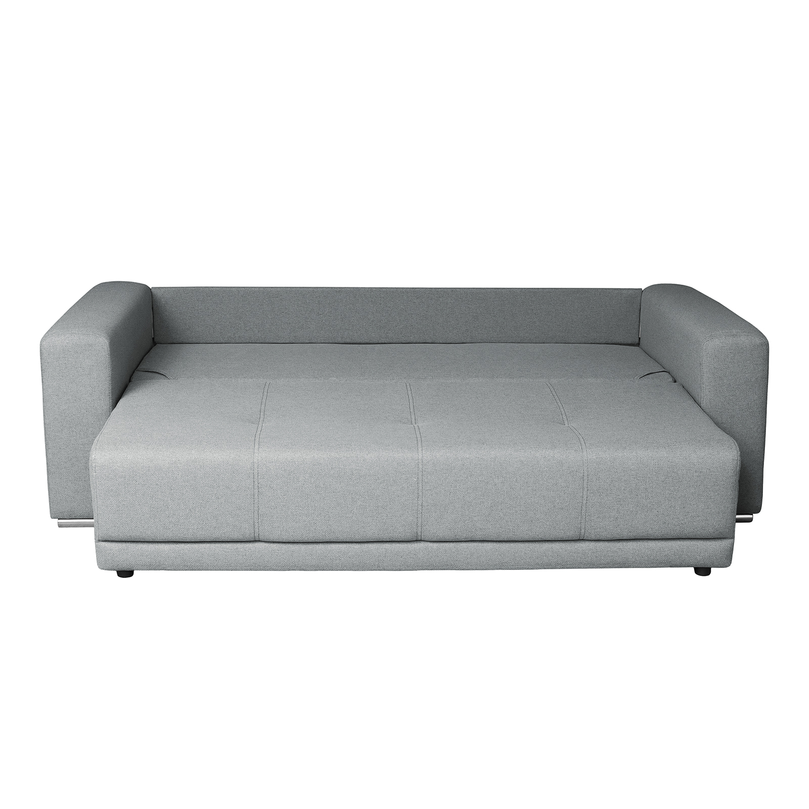 Produs în România - Canapea BERNA B extensibila, 3 locuri, cu arcuri si lada depozitare, gri deschis, 238x108x77 cm