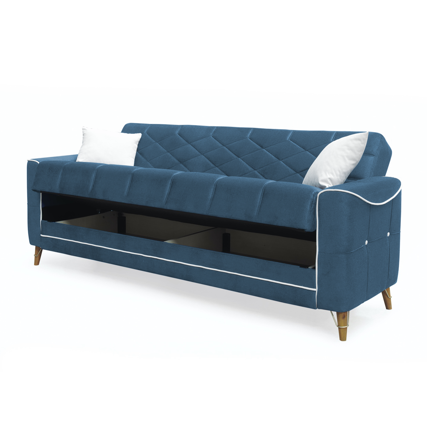 Canapele Extensibile - Canapea extensibila ALICE, 3 locuri, cu arcuri si lada pentru depozitare, 225x85x85 cm - ExpoMob