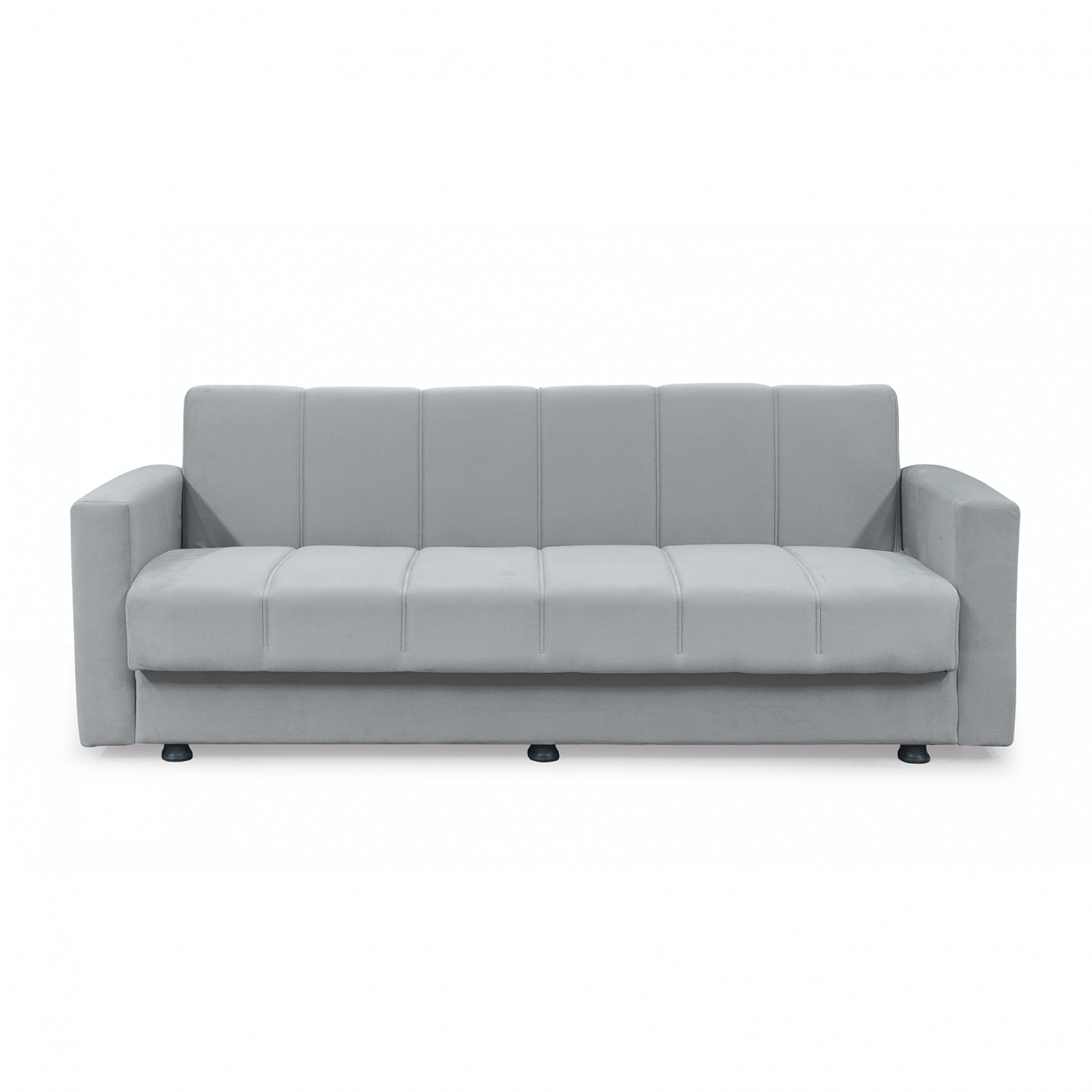 Canapele Moderne - Canapea extensibila MARBELLA ONE, 3 locuri, cu arcuri si lada depozitare, gri deschis, 214x73x80 cm