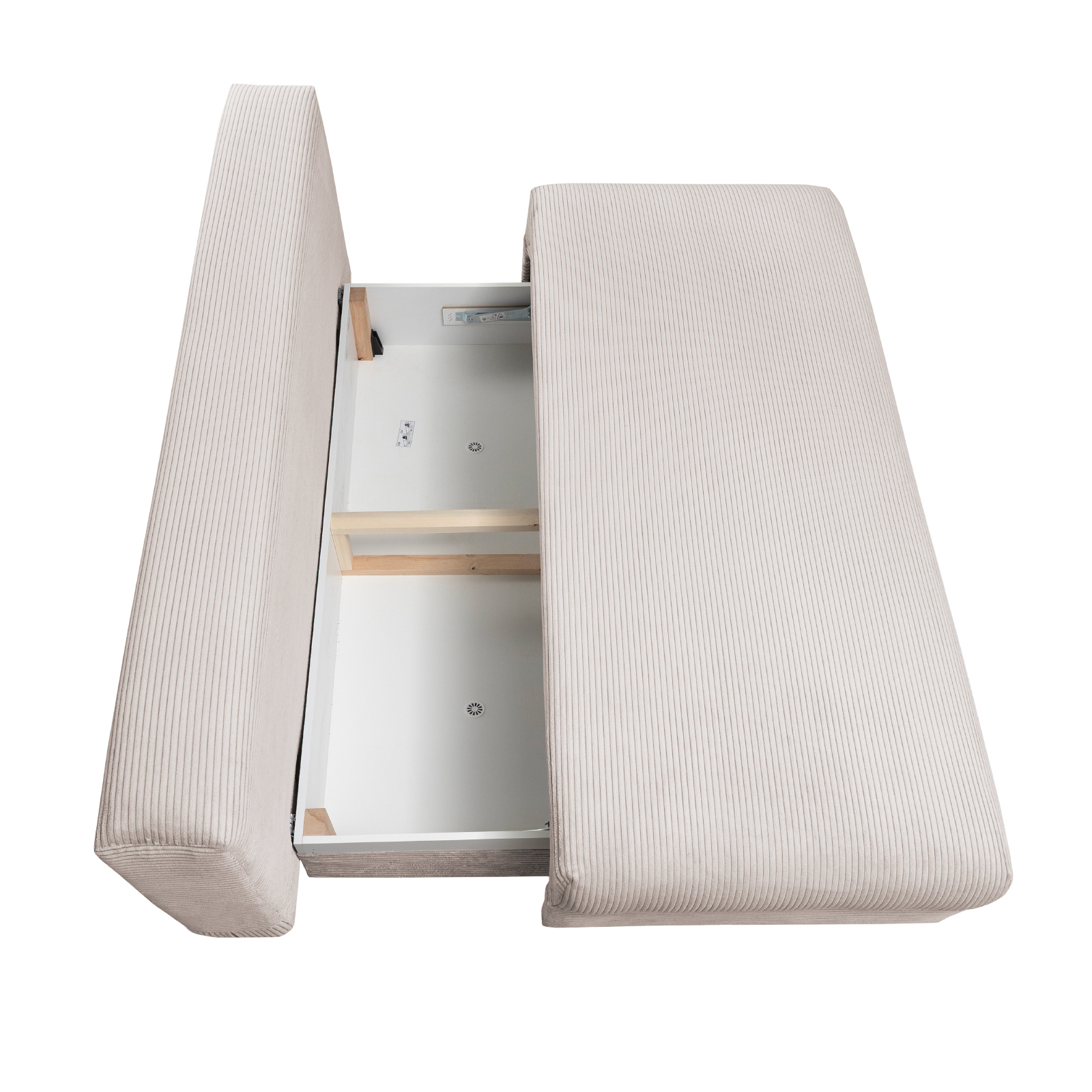 Canapele Extensibile - Canapea MILANO ONE extensibila, 3 locuri, cu arcuri si lada depozitare, bej, 200x95x95 cm