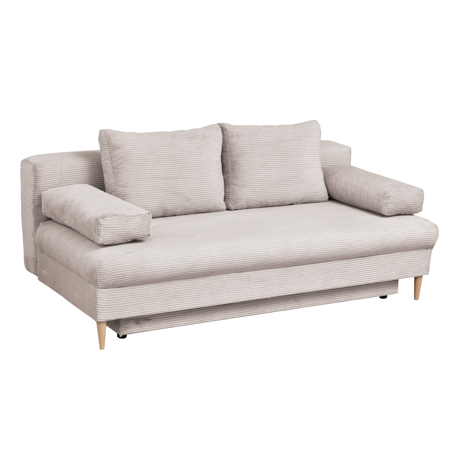 Canapele Extensibile - Canapea MILANO ONE extensibila, 3 locuri, cu arcuri si lada depozitare, bej, 200x95x95 cm