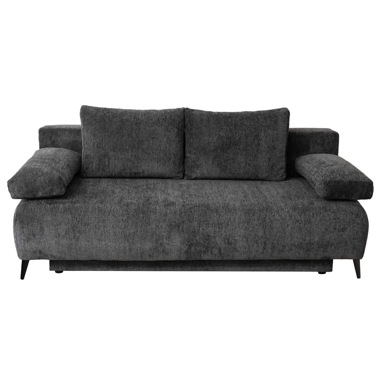 Produs în România - Canapea TIME NEW extensibila, 3 locuri, cu arcuri si lada depozitare, gri inchis, 200x100x90 cm