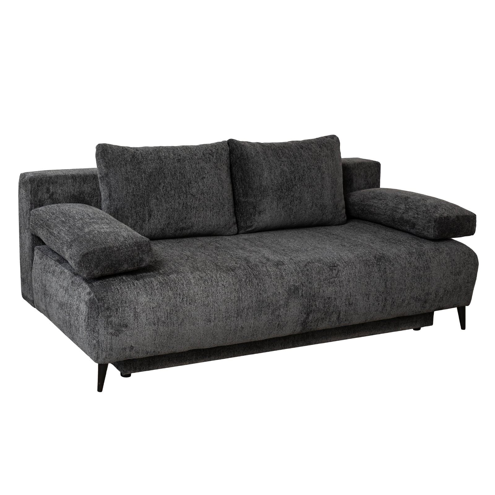 Produs în România - Canapea TIME NEW extensibila, 3 locuri, cu arcuri si lada depozitare, gri inchis, 200x100x90 cm