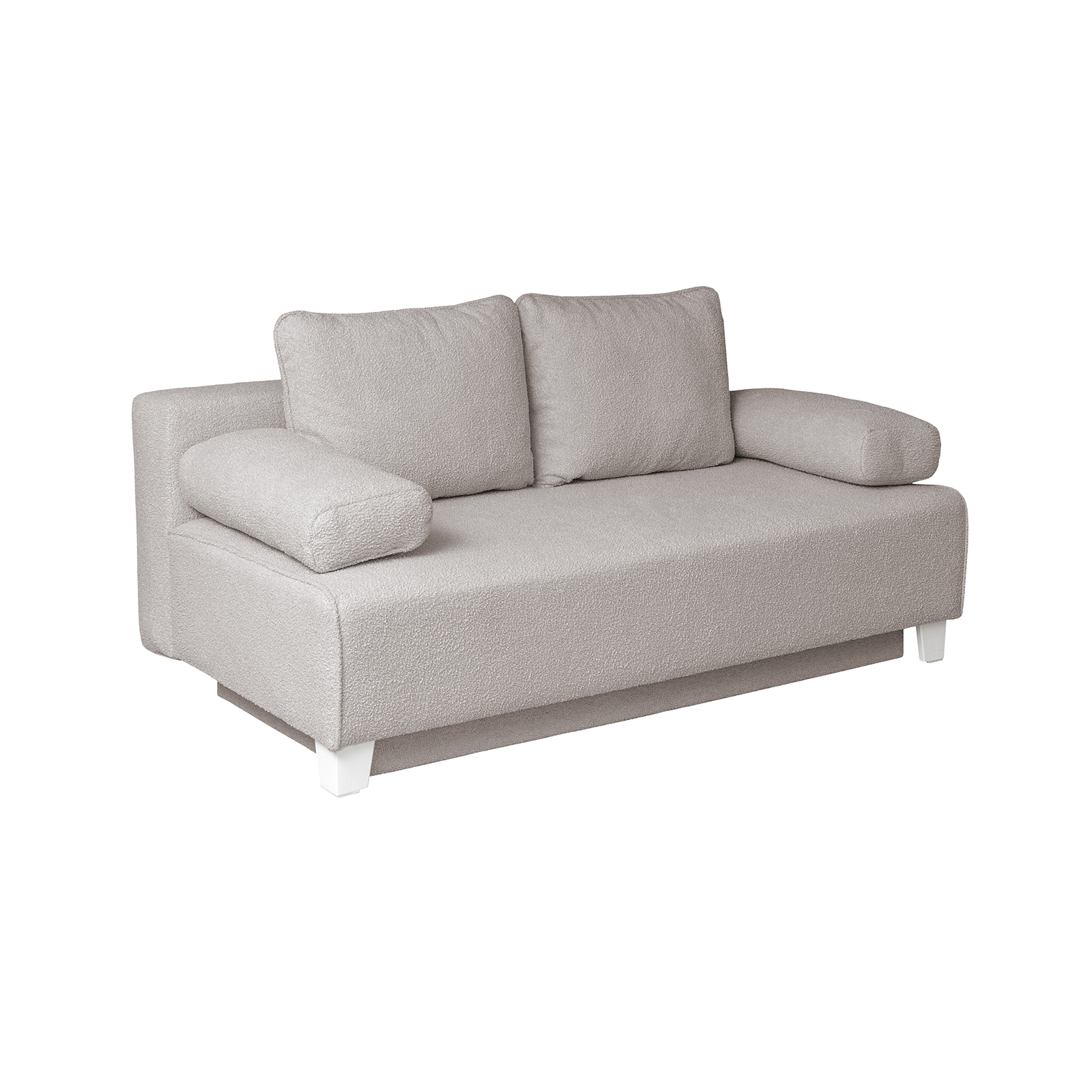 Canapele Extensibile - Canapea YASMIN II BUCLE extensibila, 3 locuri, cu arcuri si lada depozitare, gri cu nuante roz, 190x100x90 cm