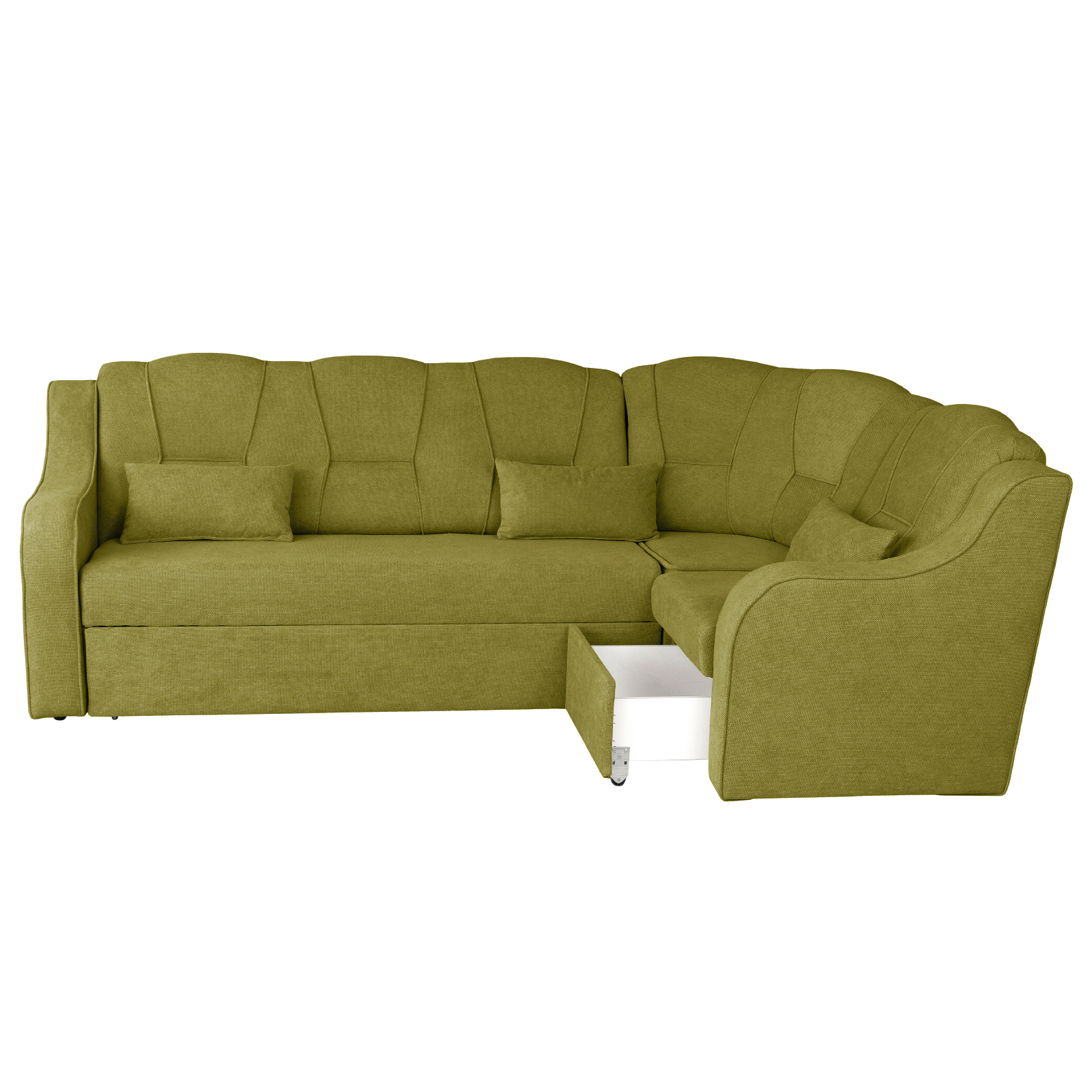 Produs în România - Coltar C3M extensibil, cu lada depozitare, colt interschimbabil, verde deschis, 270x165x100 cm