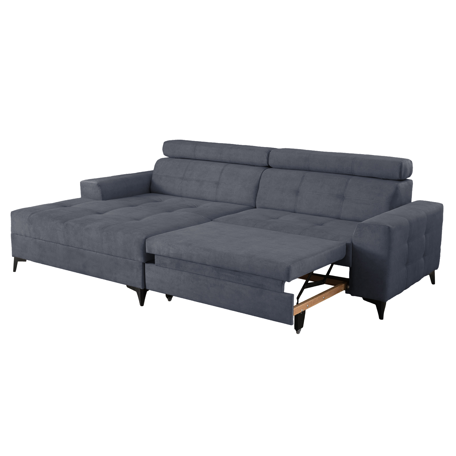 Coltare Moderne - Coltar FLORIDA ONE L extensibil, cu arcuri si lada depozitare, colt stanga, albastru petrol, 275x175x92 cm