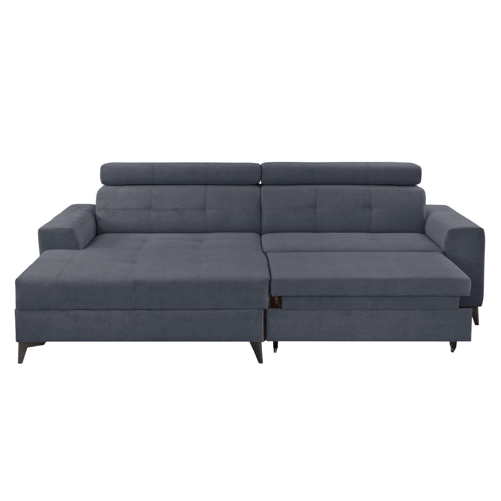 Coltare Moderne - Coltar FLORIDA ONE L extensibil, cu arcuri si lada depozitare, colt stanga, albastru petrol, 275x175x92 cm