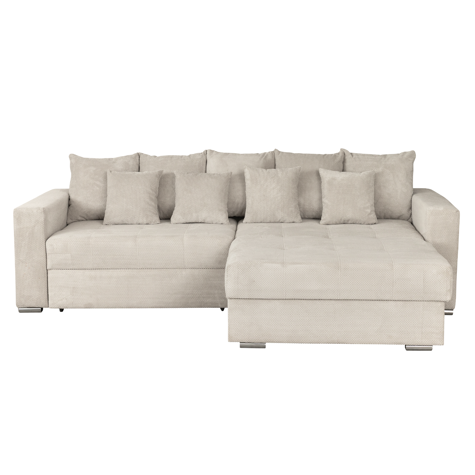 Produs în România - Coltar FELIX extensibil, cu arcuri si lada depozitare, colt interschimbabil, bej, 266x165x90 cm