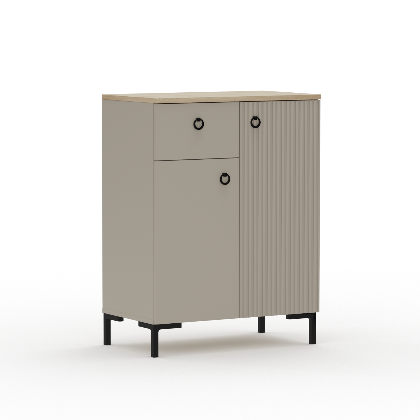 Colectia DOMINICA - Comoda DOMINICA, 2 usi, 1 sertar, taupe + stejar silverjack, 70x41x93 cm