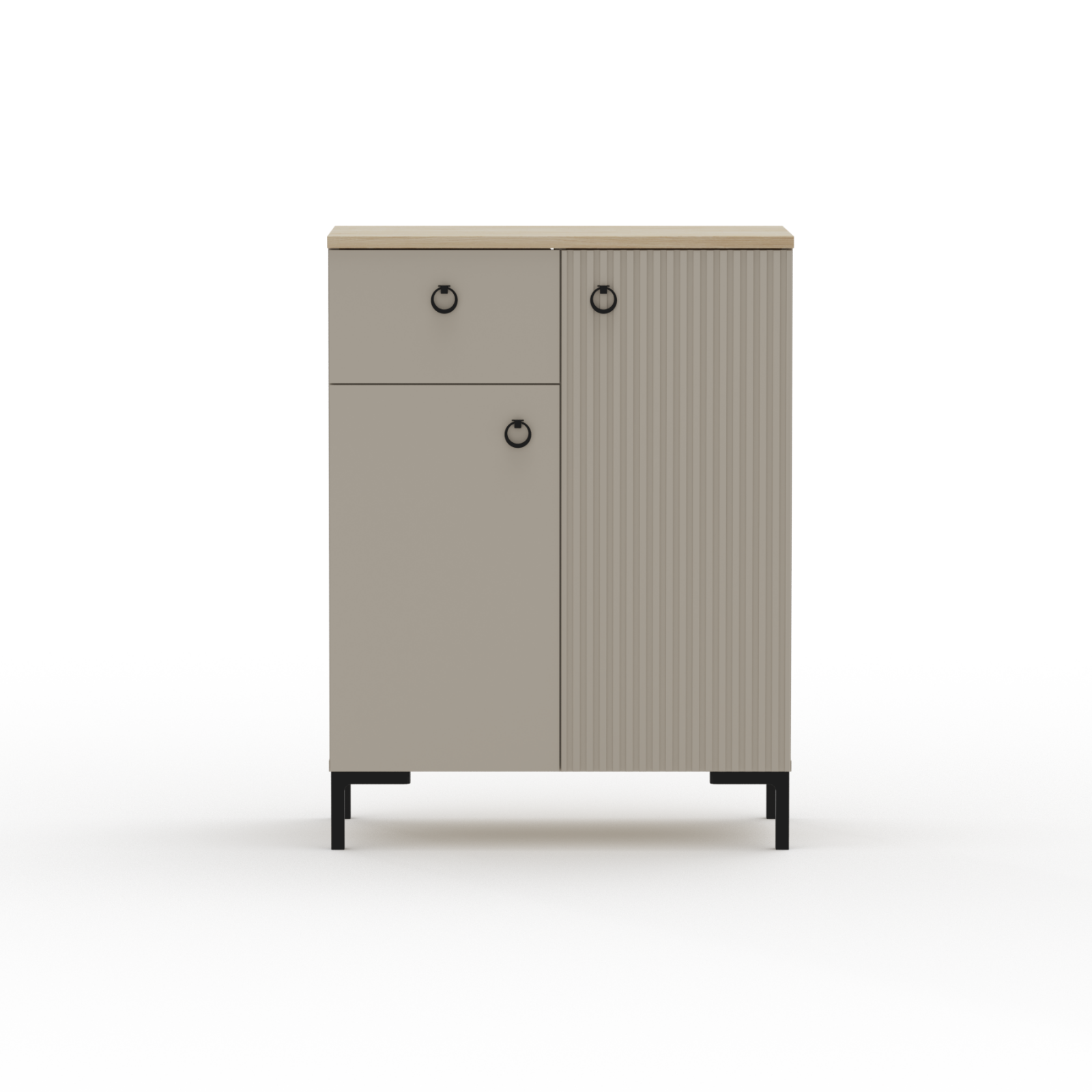 Colectia DOMINICA - Comoda DOMINICA, 2 usi, 1 sertar, taupe + stejar silverjack, 70x41x93 cm