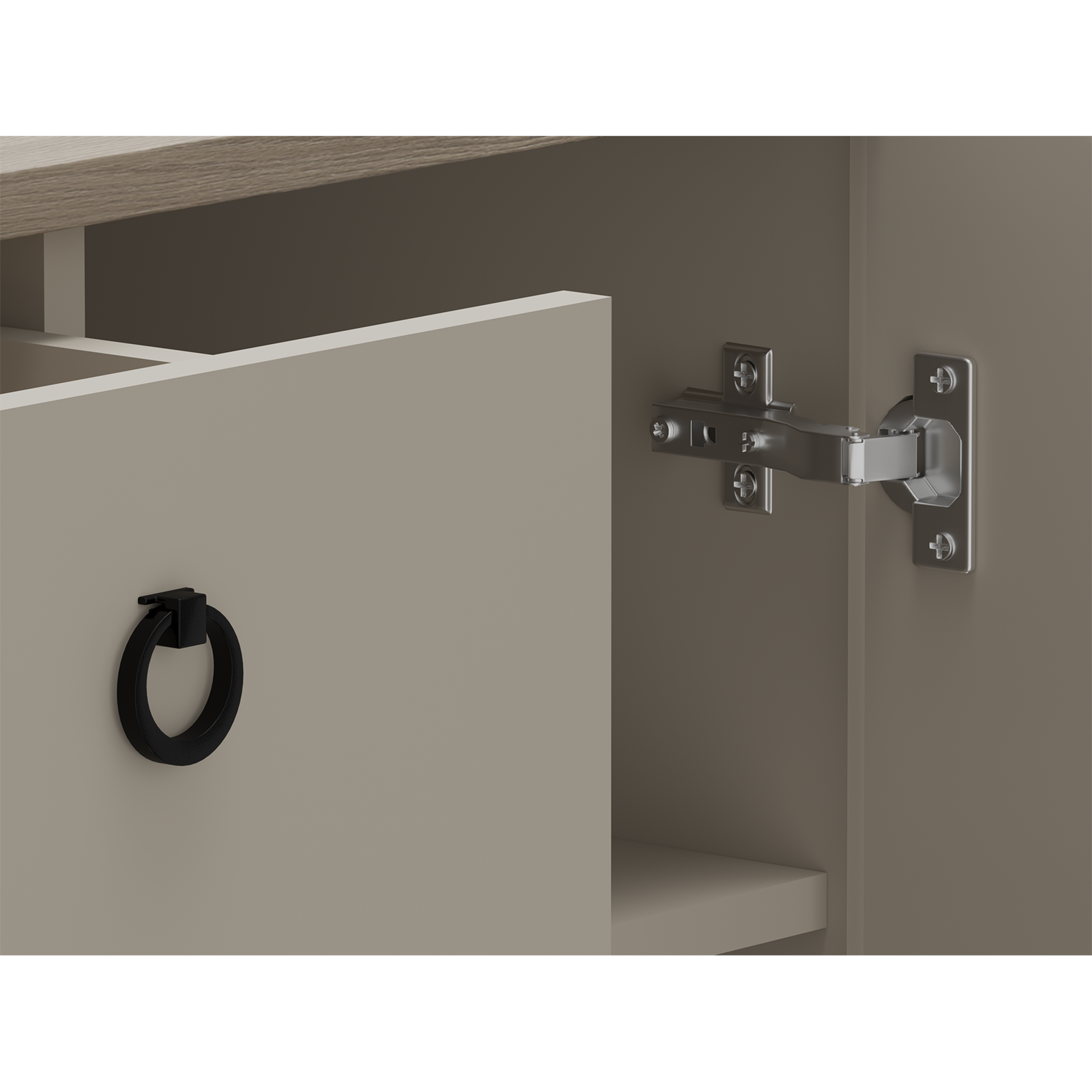 Colectia DOMINICA - Comoda DOMINICA, 2 usi, 1 sertar, taupe + stejar silverjack, 70x41x93 cm