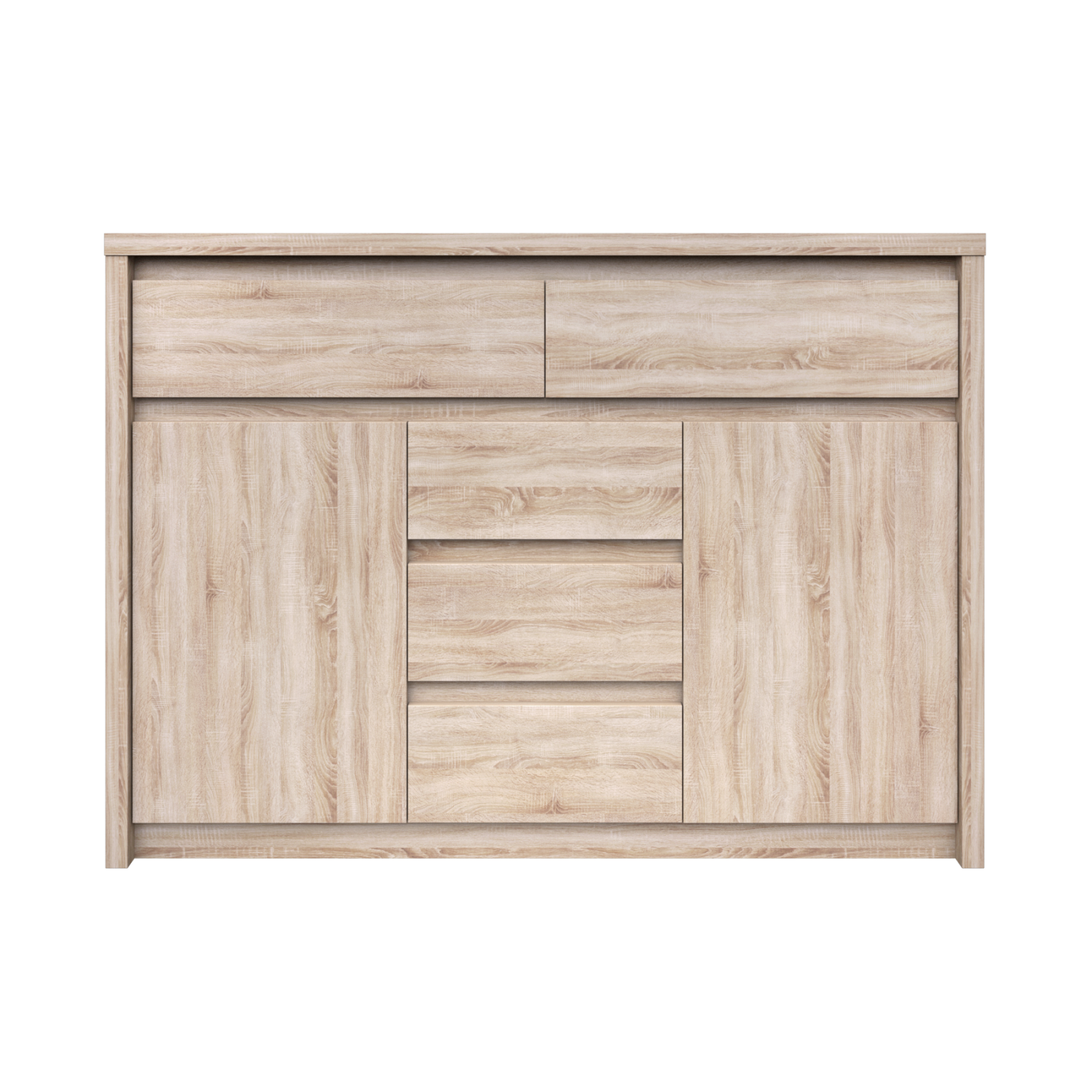 Colectia NORTON - Comoda NORTON, 2 usi, 5 sertare, stejar sonoma, 127x40x92 cm